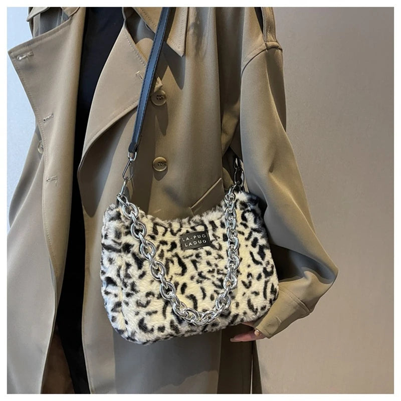 Plush Shoulder Bags Women Winter Handbags Daily Versatile Female Handbag
