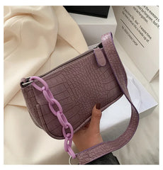 Crocodile Pattern One Shoulder Bag Small Square Leisure Beauty Bag