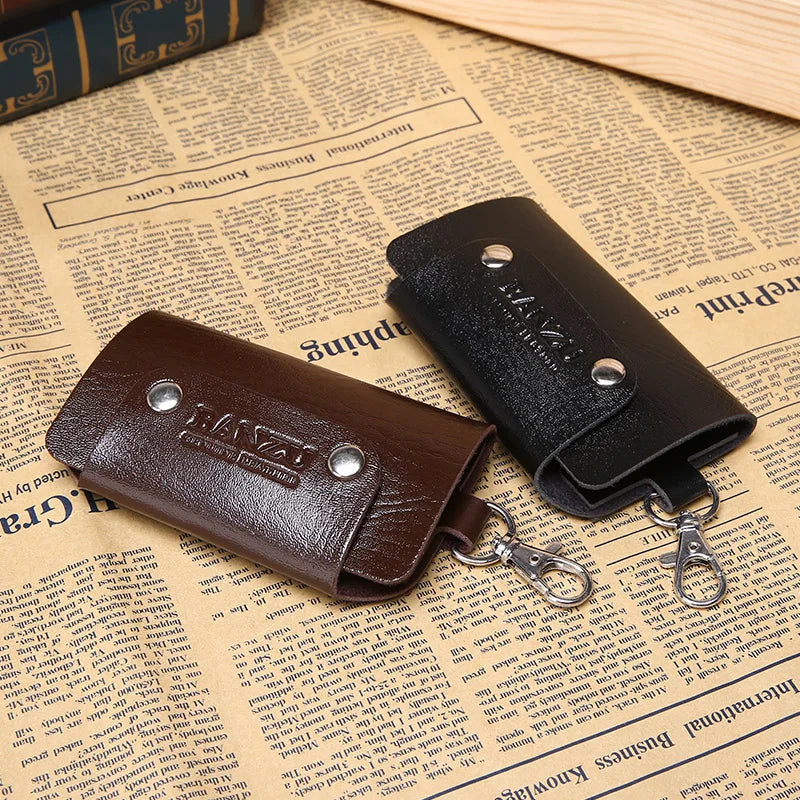 Portable Leather Keychain KeyHolder Organizer Pouch CarKey Wallet
