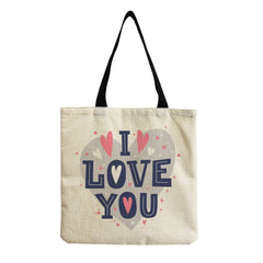 Portable Love Heart Print Beach Bag High Capacity Eco Friendly Tote Bag