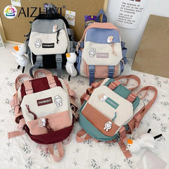 Preppy Style Women Cartoon Printing Contrast Backpack