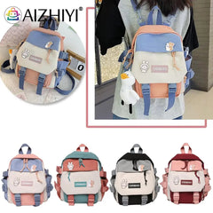 Preppy Style Women Cartoon Printing Contrast Backpack