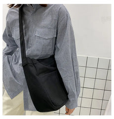 Preppy Style Women Hasp Canvas Shoulder Bag Casual Soft Zipper