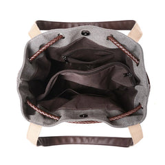 Vintage Canvas Bucket Bag for Women Small Crossbody Handbag