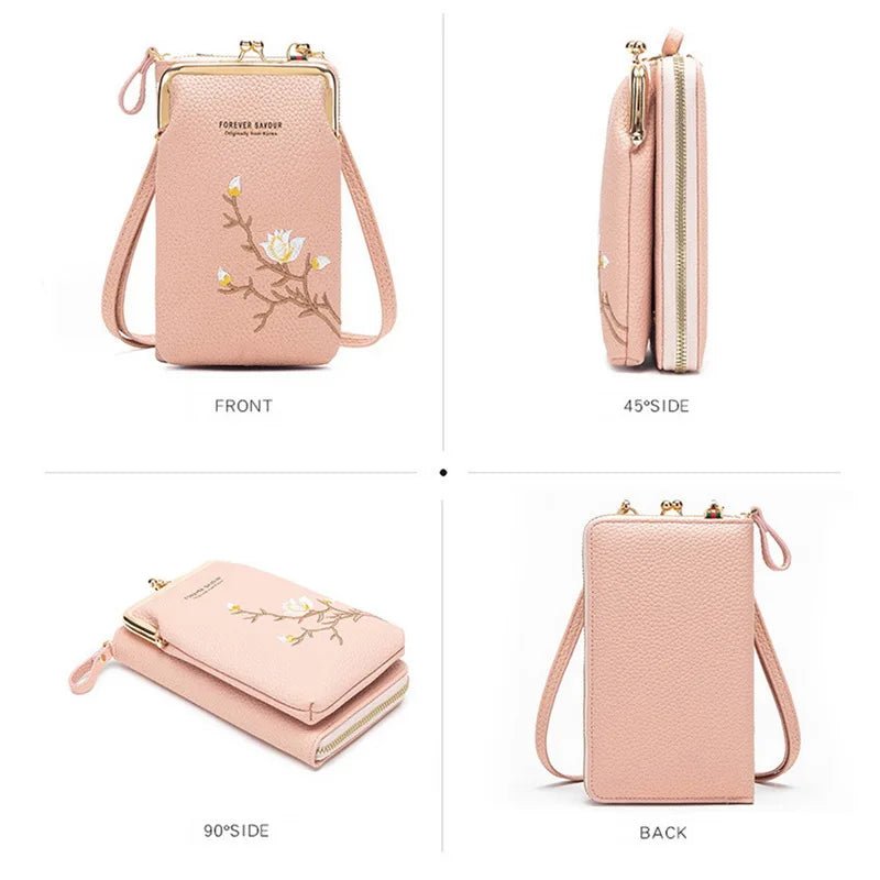 Flowers Pattern Shoulder Crossbody Bag Wallet Clutch