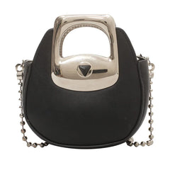 Pu Candy Ladies Chain Saddle Bag Metal Handle Messenger Bag Small Square Bag