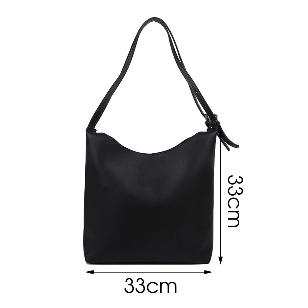 PU Leather Casual Bucket Bag Large Capacity Vintage Messenger Bag