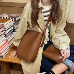 Women's Large Capacity Bucket Bag Shoulder Handbag