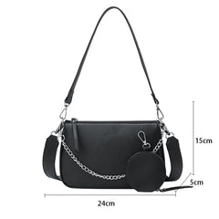 Chic PU Leather Shoulder Bag with Chains, Crossbody