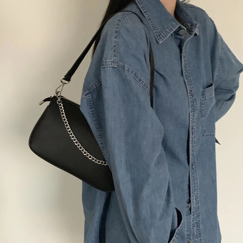 Pu Leather Shoulder Bag For Women Chains Crossbody Handbag Purse 2pcs