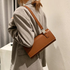 PU Leather Shoulder Bag Women's Leisure Rectangle Solid Woman Handbag