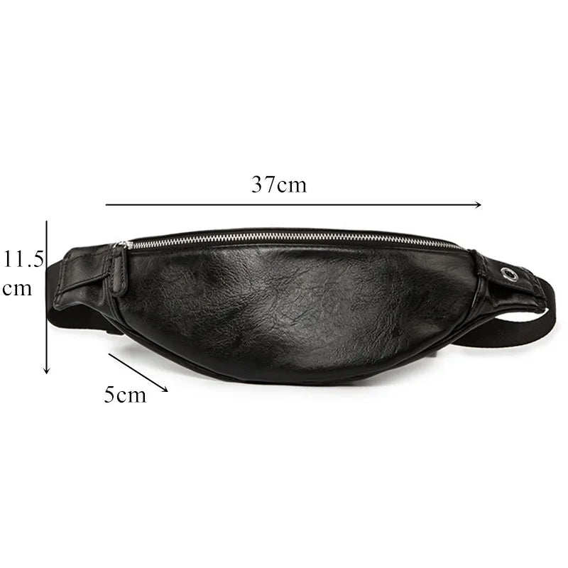 PU Leather Waist Bag Men Fanny Pack Male Heuptas Bum Banana Bag