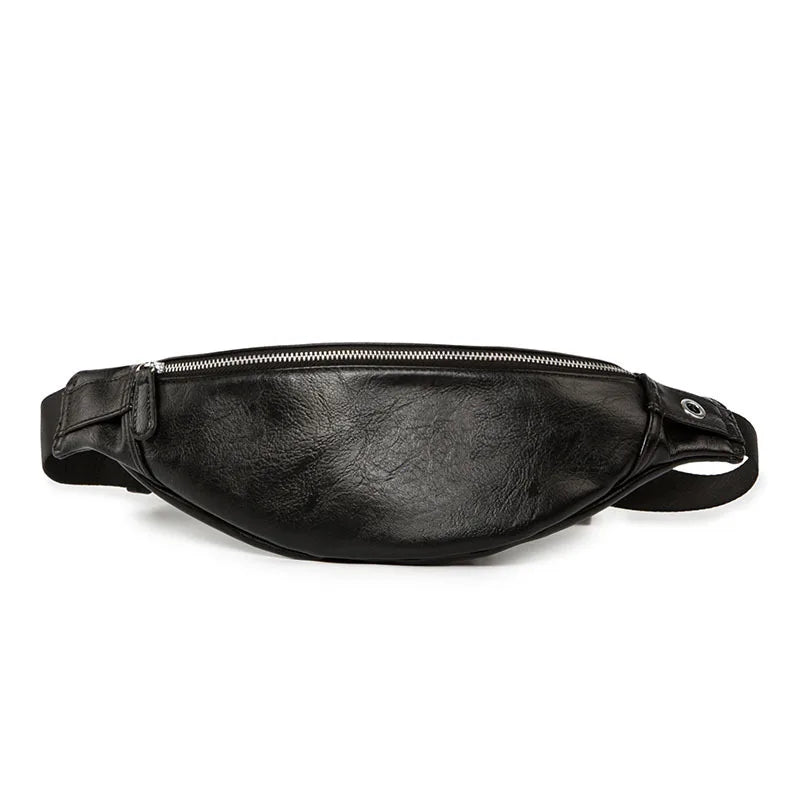 PU Leather Waist Bag Men Fanny Pack Male Heuptas Bum Banana Bag