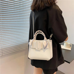 PU Wide Buckle Ladies Shoulder Bag with Silk Scarf