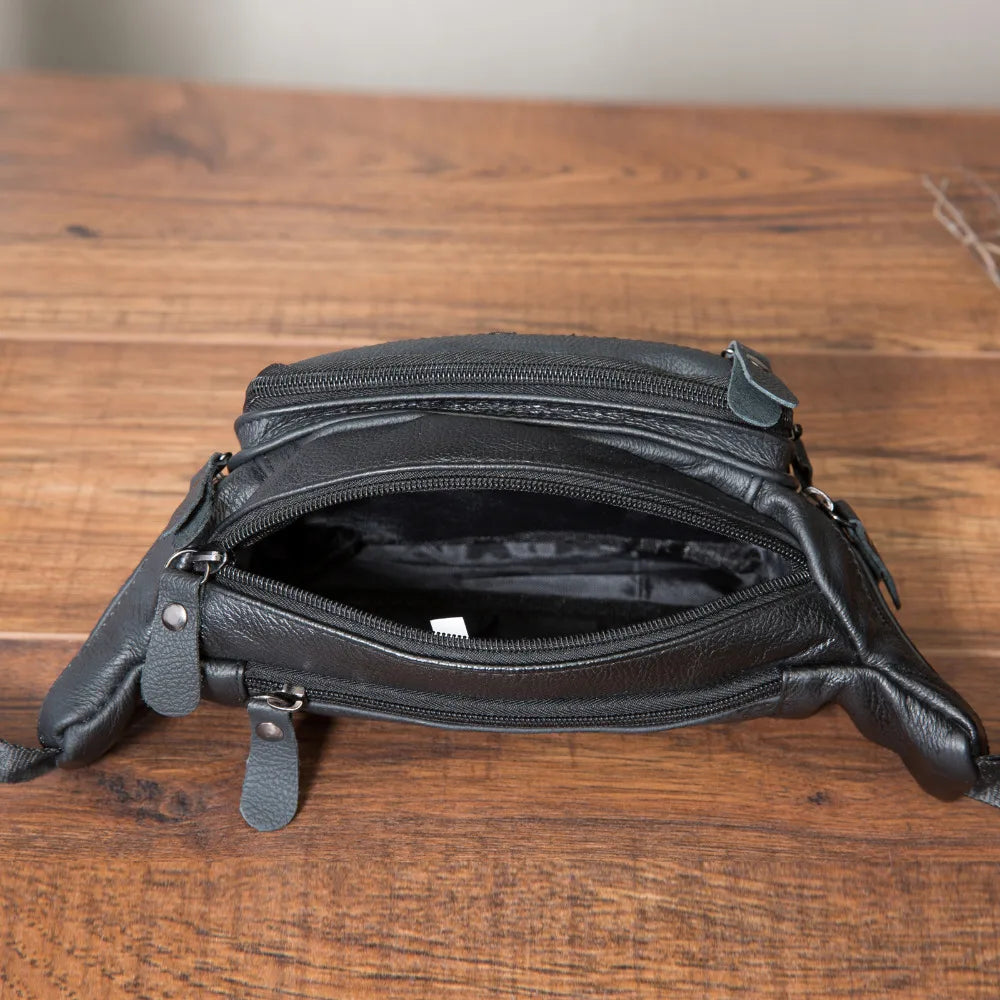 Leather Male Crossbody Sling Bag Travel Cell Phone Case Pouch Men 004b