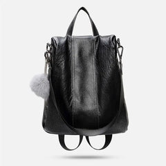 Women Backpack Large Capacity School Bag with Hair Ball