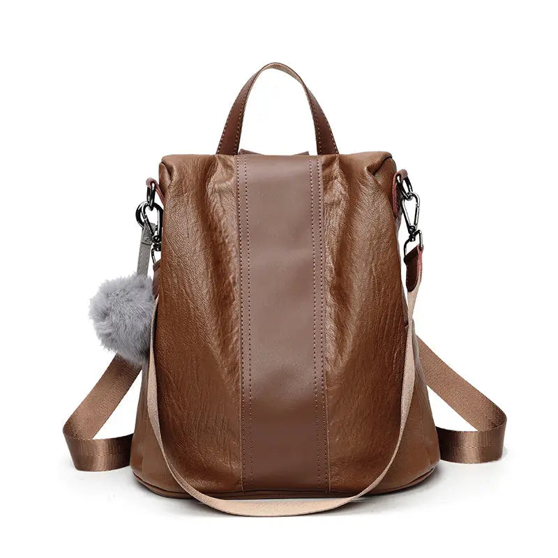 Women Backpack Large Capacity School Bag with Hair Ball
