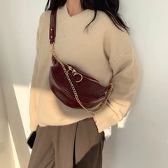 PU Leather Chain Crossbody Bags For Women Small Shoulder Messenger Bag