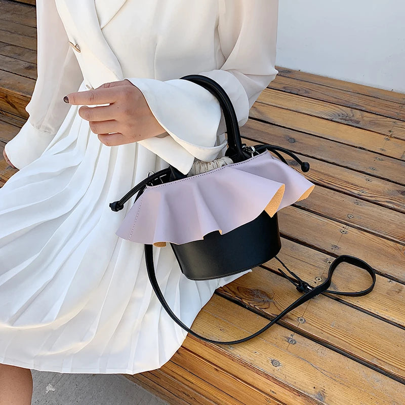 Drawstring Bucket Bag Crossbody Shoulder Handbag Women
