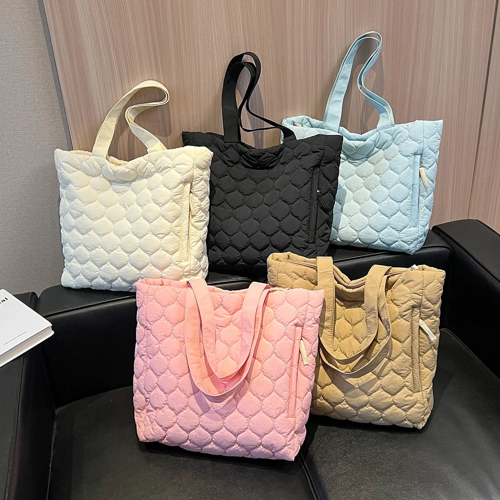 Quilted Hand Bag for Women Large Capacity Cotton-Padded Handbag