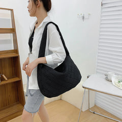 Quilted Shopper Bag Nylon Shoulder Tote Purse Handbag