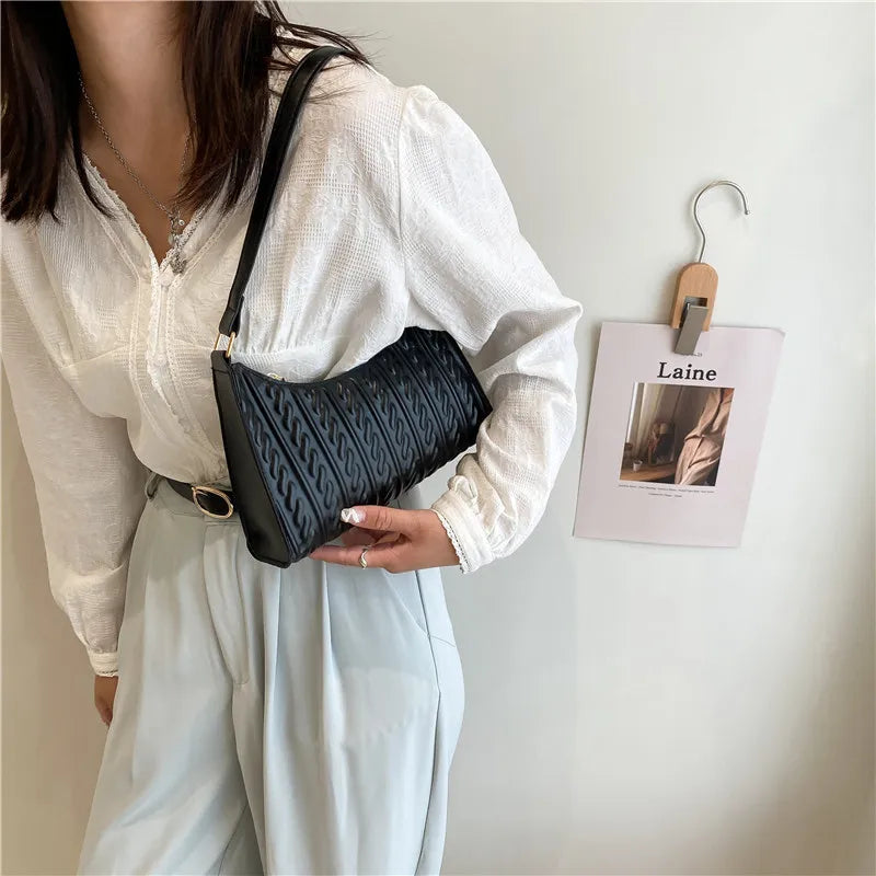 Women's PU Leather Shoulder Bag with Butterfly Chains
