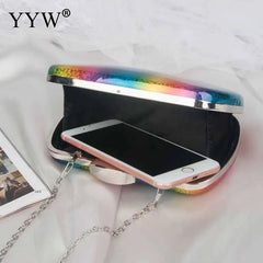 Rainbow Box Evening Bag Women Clutch Purse Jelly Chain Shoulder Bags