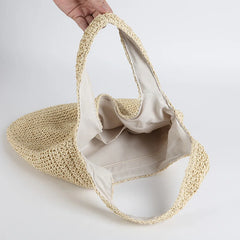 Rattan Women Shoulder Bags Wicker Woven Handbags Large Capacity Straw Beach Tote