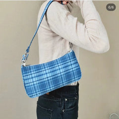 Red Grid Shoulder Bag Women Bag Crossbody Messenger Tote
