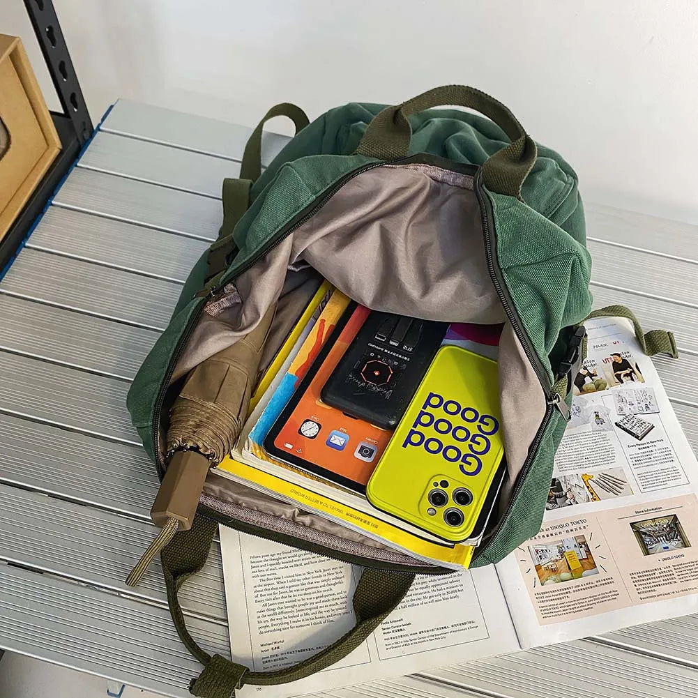 Retro Canvas Backpack Large Capacity Travel Student School