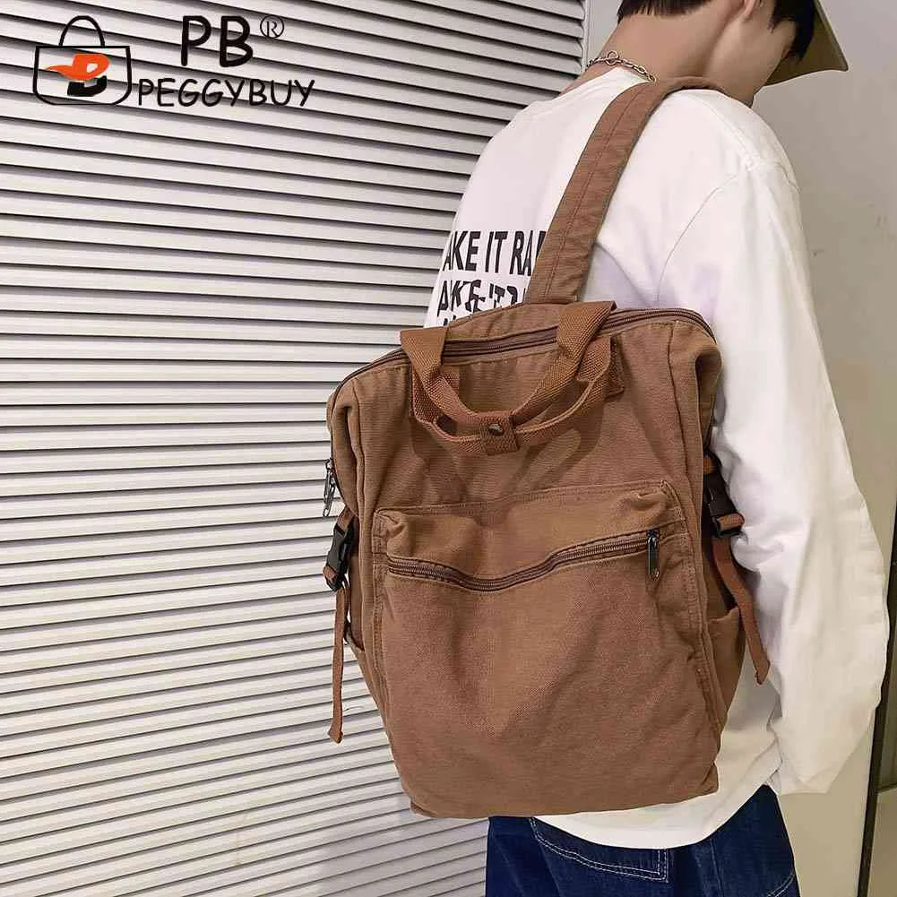 Retro Canvas Backpack Large Capacity Travel School Bag Crossbody Bags Handbags