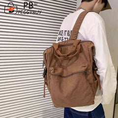 Retro Canvas Backpack Large Capacity Travel School Bag Crossbody Bags Handbags
