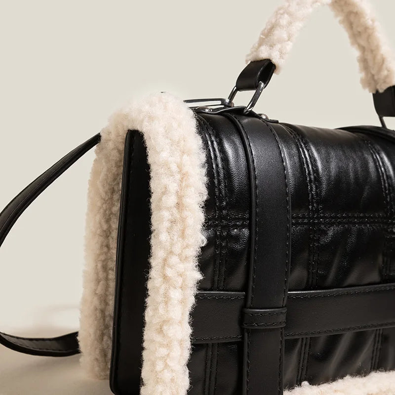 Retro One Shoulder Messenger Bags for Women Plush Handbag Ladies