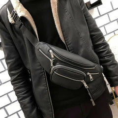 Retro PU Leather Waist Bag Fanny Pack Cell Phone Holder Belt Purse Wallet