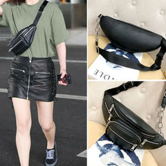 Retro PU Leather Waist Bag Fanny Pack Cell Phone Holder Belt Purse Wallet