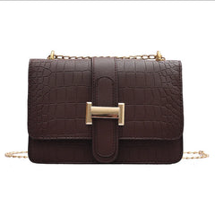 Retro Small Shoulder Bag Solid Stone Pattern Chain Casual Messenger Bag
