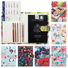 Retro Starry Sky Flowers Passport Cover PU Leather Waterproof Travel Holder
