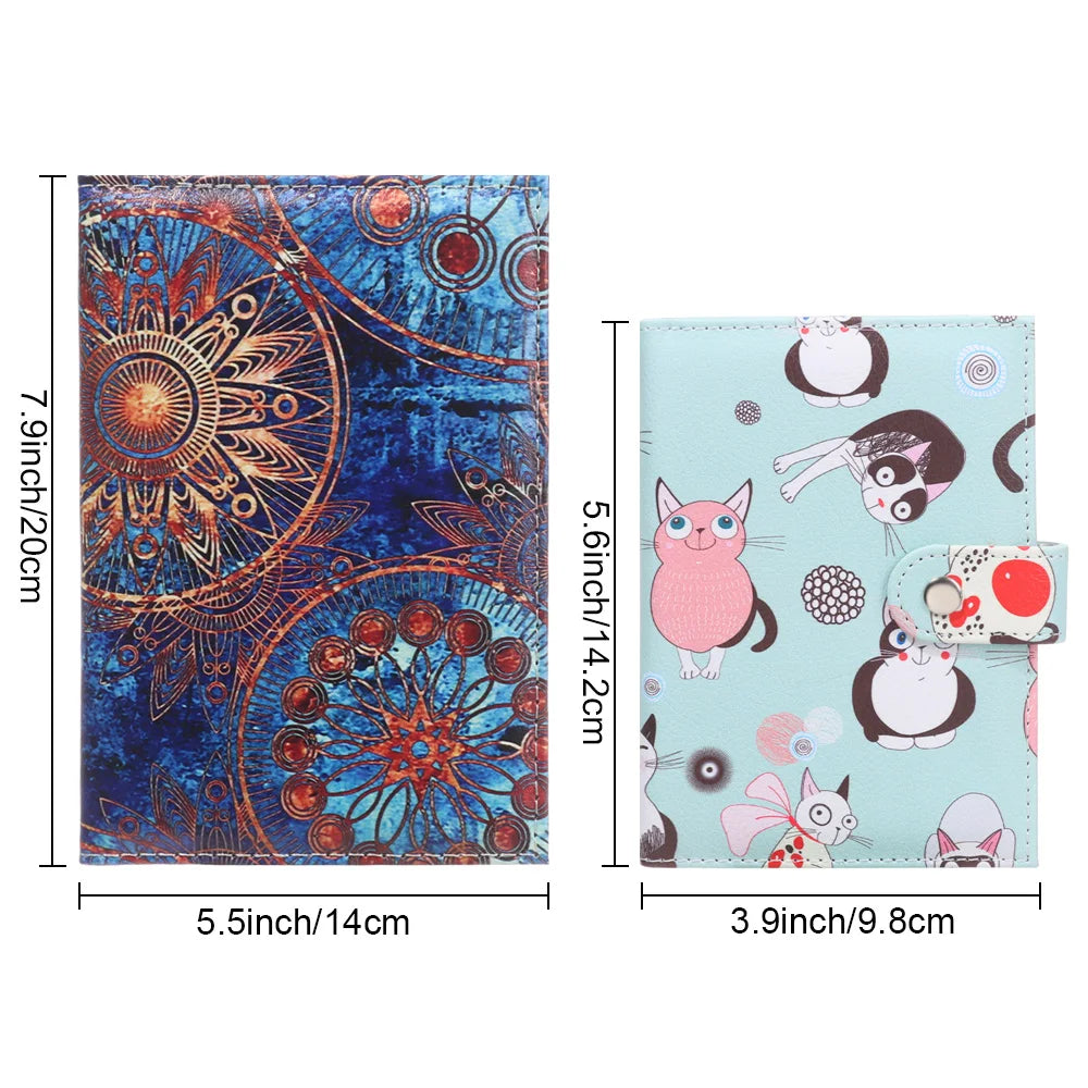 Retro Starry Sky Flowers Passport Cover PU Leather Waterproof Travel Holder