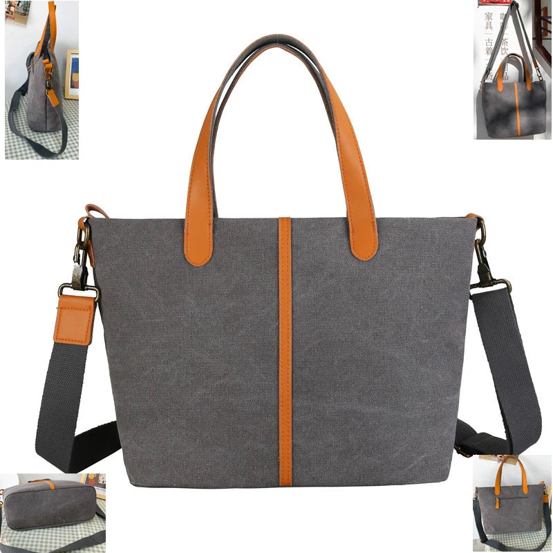 Retro Women Handbag Large Causal Tote Bag Lady Canvas Crossbody Bag