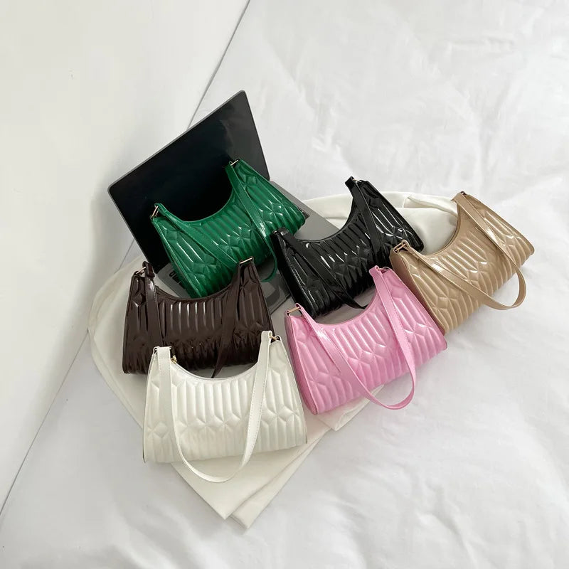 Retro Embroidery Thread Women Handbag PU Leather Underarm Shoulder Bags
