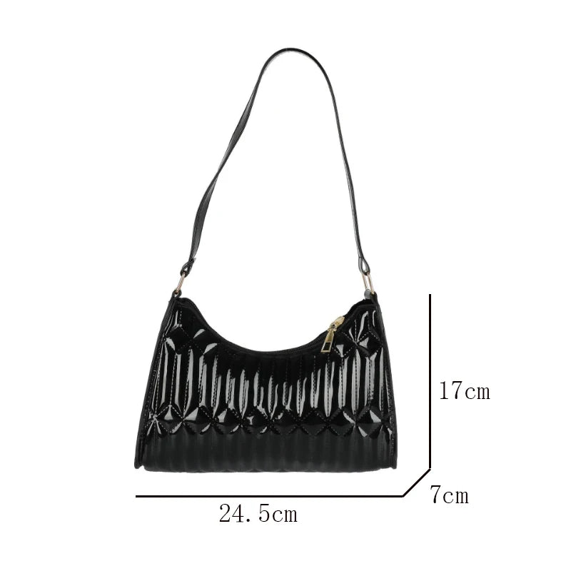 Retro Embroidery Thread Women Handbag PU Leather Underarm Shoulder Bags