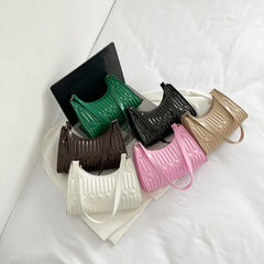Retro Embroidery Thread Women Handbag Underarm Shoulder Bag