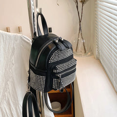 Rhinestone Backpack Women Crystal PU Small Travel Shoulder School Bags