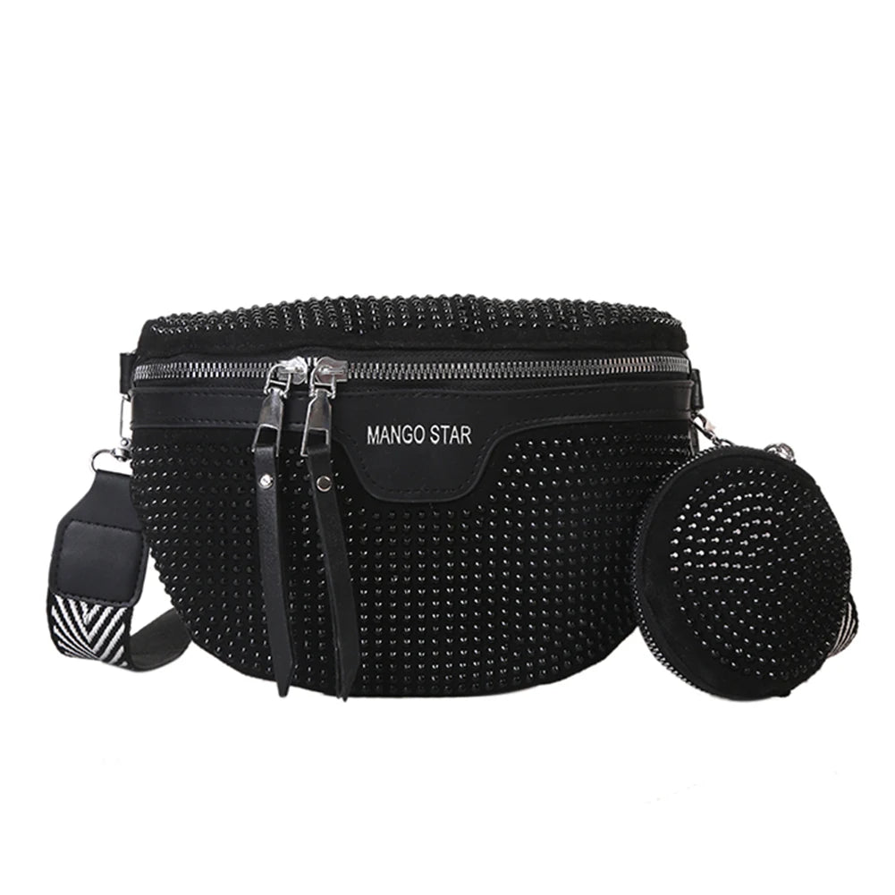Rhinestone Waist Belt Bag Shoulder Crossbody Phone Pack