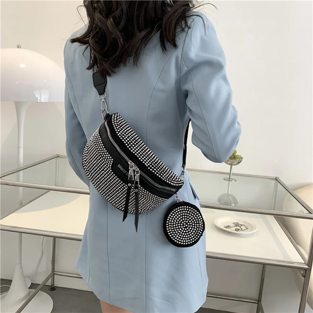 Rhinestone Waist Belt Bag Shoulder Crossbody Phone Pack