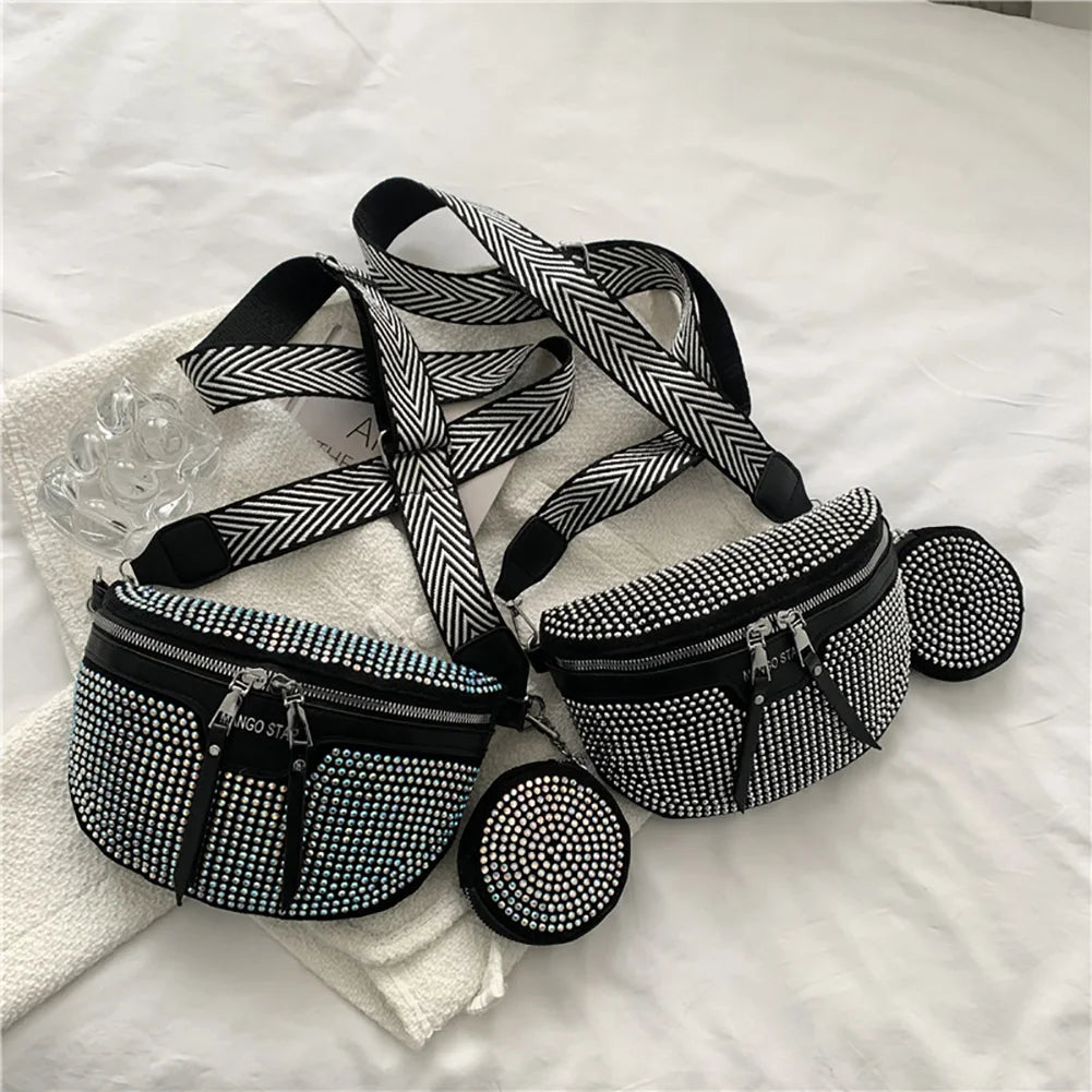 Rhinestone Waist Belt Bag Shoulder Crossbody Phone Pack