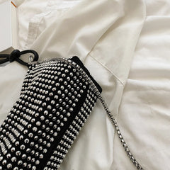 Rhinestone Underarm Bag Sparkling Chain Crossbody