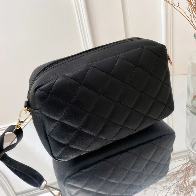 Rhombus Women's Bag PU Leather Shoulder Bag Female Versatile Zipper Crossbody Ba