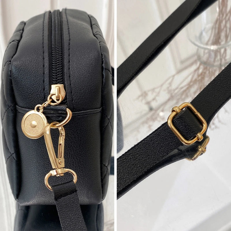 Rhombus Women's Bag PU Leather Shoulder Bag Female Versatile Zipper Crossbody Ba