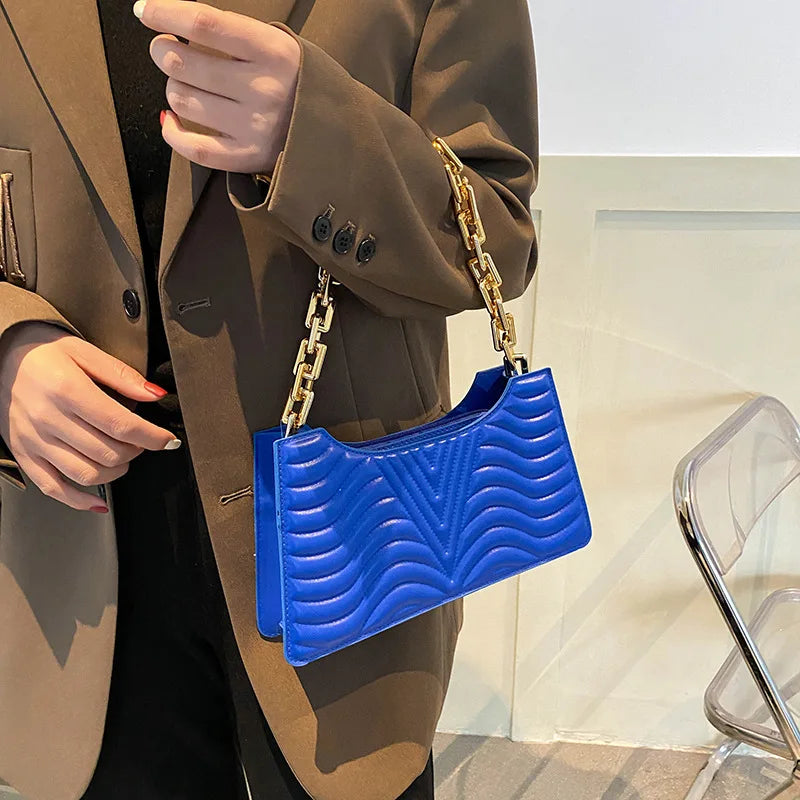 Rhombus PU Leather Shoulder Bag Zipper Handbag